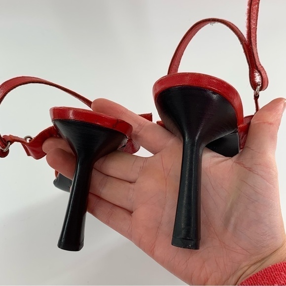 Via Spiga heels size 7.5 red Italian leather minimalist party vintage 90s y2k - Picture 10 of 14